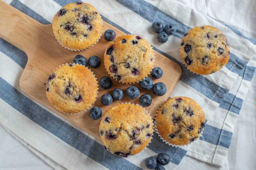 Recette de muffins aux myrtilles et à la farine de lin