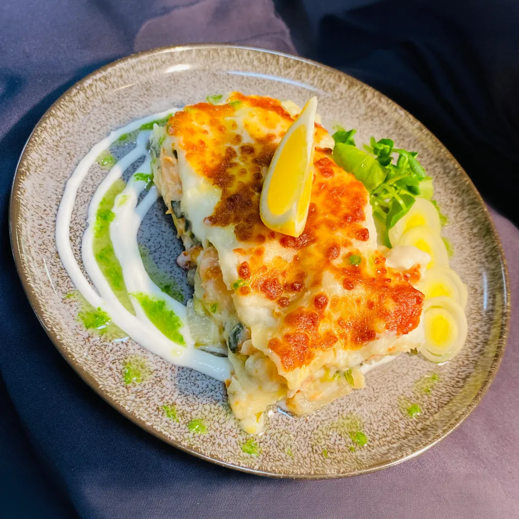 Lasagne saumon, blettes et poireaux